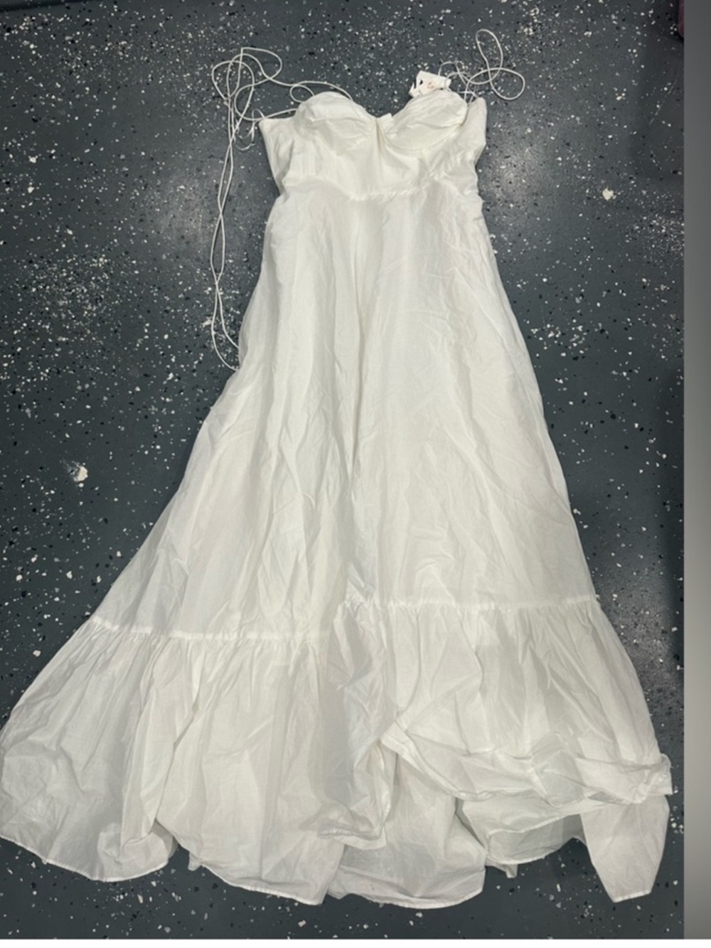 Zara White Maxi Dress with Delicate Tie Straps - Picture 8 of 8